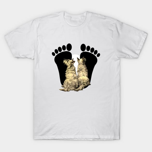 Puppies and the footprints: Where to? T-Shirt by Marccelus